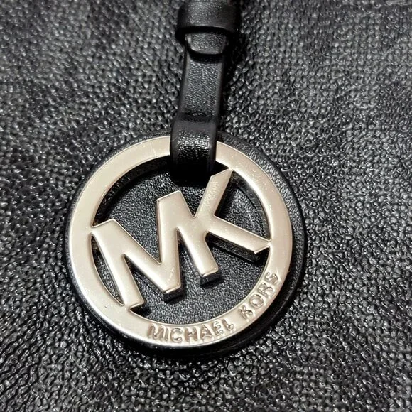 Michael Kors Tote Jet Set Signature Leather Black Silver - Picture 3 of 9